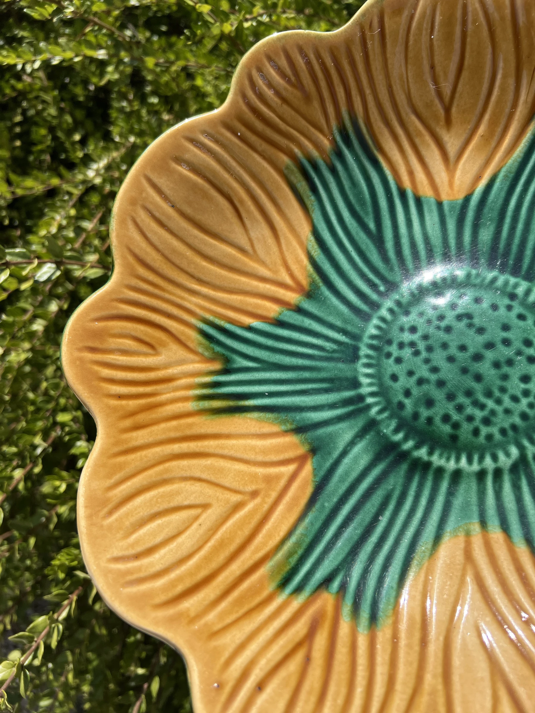 ☀️ Groot vlak ceramisch bloemvormig vintage 30 cm zonnebloem decoratie – photo 3